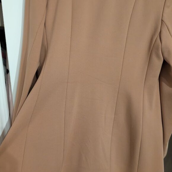 Express Columnist Open Front Peak Lapel Boyfriend Blazer Jacket Camel Tan M EUC - Picture 9 of 11